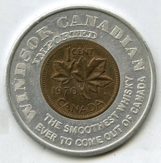 Windsor Canadian Whiskey Lucky Penny Cent Canada Advertising Token Coin - E100