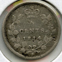 1874 Canada Silver Coin 5 Cents - Queen Victoria - G866