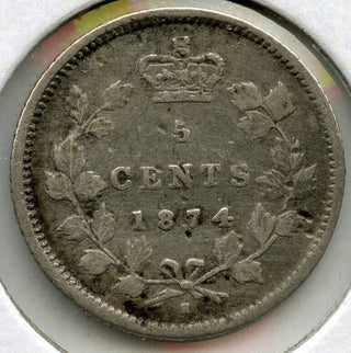1874 Canada Silver Coin 5 Cents - Queen Victoria - G866
