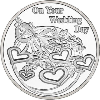2024 On Your Wedding Day Newlyweds Hearts 1 Oz 999 Silver Round Medallion Gift