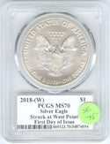 2018-(W) Silver Eagle PCGS MS70 First Day Cleveland Signature West Point DM924