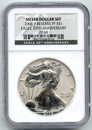2006-P Reverse Proof 1 oz Silver Eagle NGC PF69 Coin - 20th Anniversary - G369