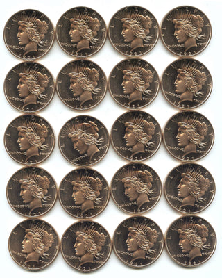 1921 Peace Dollar 999 Copper 1 oz AVDP Medal Round Art Roll Lot - E144