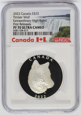 2022 Canada Timber Wolf NGC PF70 High Relief 1 Oz Silver $25 Coin - JP045