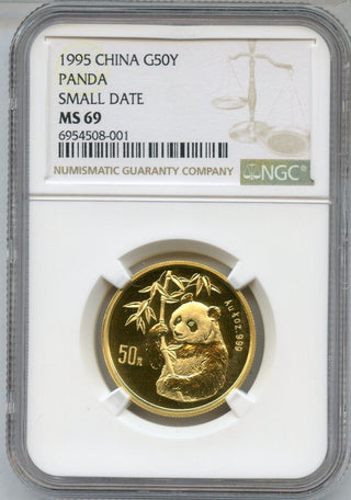 1995 China Panda 1/2 Oz Gold Small Date NGC MS69 Certified 50Y - JP570