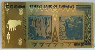 100 Trillion Zimbabwe Novelty 24K Gold Foil Plated Note Currency Africa GFN65