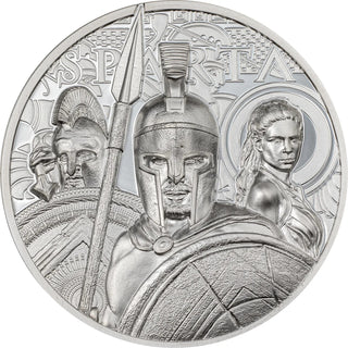 2023 Sparta Silver 1 Oz Proof Coin $5 Cook Islands Box & COA Warriors - JP369