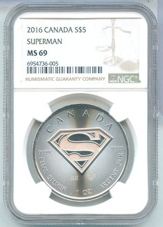 2016 Canada Superman - 9999 Silver 1 oz NGC MS69 $5 Coin - ER861