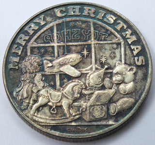 1984 Merry Christmas 999 Silver 1 oz Holiday Medal Round - Happy New Year - G942