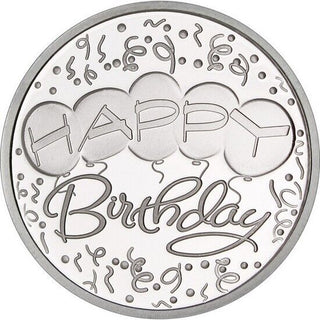 2024 Happy Birthday Balloons 1 Oz 999 Silver Round Medallion Gift B-Day