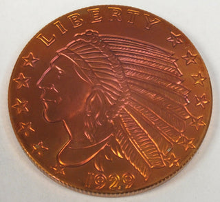 1929 Native American Indian Head 999 Copper 5 oz Art Medal Round Eagle - BR425