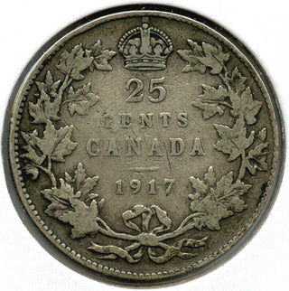 1917 Canada Silver Coin 25 Cents - King George V - G392