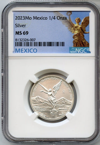 2023 Mexico Libertad 1/4 Oz 999 Silver Coin NGC MS69 Onza Moneda Plata - JP579