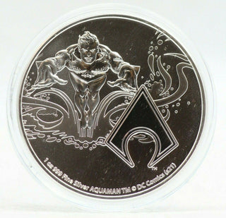 2022 Aquaman 999 Fine Silver 1 oz $2 Niue Coin DC Comics Justice League w/ Bag