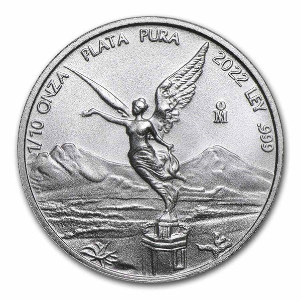 2022 Mexico Libertad 1/10 Oz Silver 999 Coin BU Uncirculated Onza - JN893