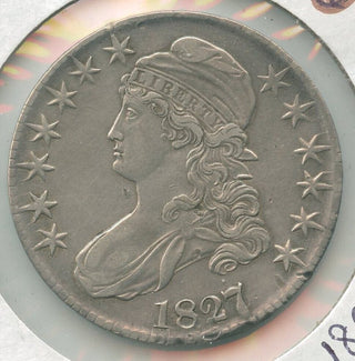 1827/6 -P 7 Over 6 Silver Bust Half Dollar 50c Philadelphia Mint - KR194