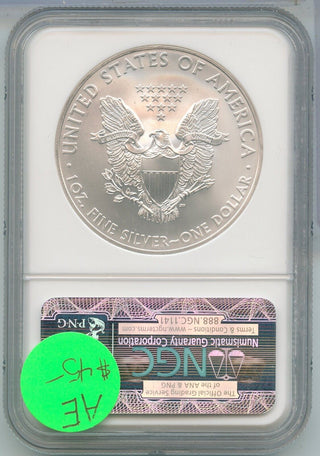 2008 NGC MS 69 American Silver Eagle 1 oz 999 Silver Dollar - ER885