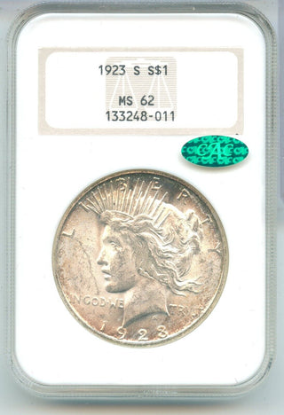 1923-S Peace Silver Dollar NGC MS 62 Certified - San Francisco Mint - ER805