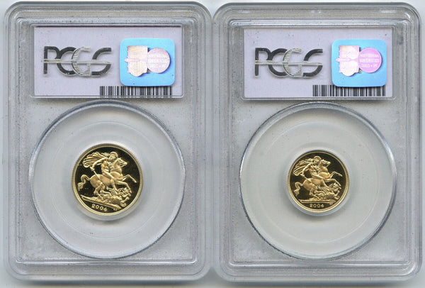 2004 United Kingdom 2-Coin Gold Set Sovereign 1/2 Sov PCGS PR69DCAM w/ Box C506