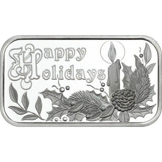2023 Happy Holidays Christmas Candle Decor 1 Oz 999 Silver Art Bar Gift - JP495
