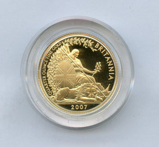 2007 Great Britain Britannia 1/4 Oz 22K Gold Proof Coin £25 Mintage 1,000 JP290