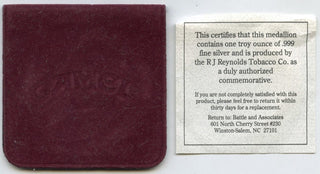 1993 Camel Joe 999 Silver 1 oz Art Medal Round RJ Reynolds Tobacco - H190
