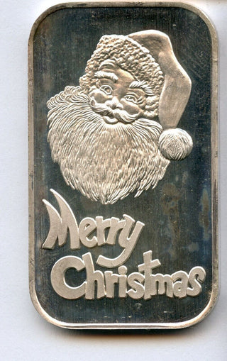 Merry Christmas Santa Claus 999 Silver 1 oz Holiday Art Bar ingot Medal - JN800