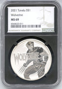 2021 Wolverine 1 oz Silver NGC MS 69 Tuvalu $1 Coin Marvel -DN583