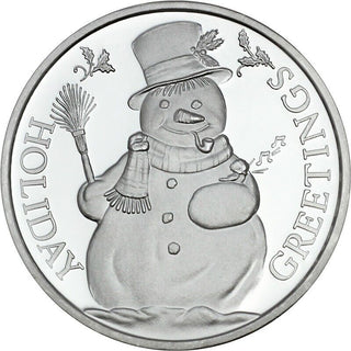 2023 Christmas 999 Silver 1 oz Medal Holiday Greetings Snowman Round Gift - JP492