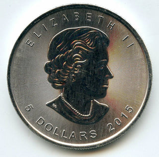 Canada 2015 Maple Leaf $5 Coin 9999 Silver 1 oz ounce Canadian Bullion - BJ932