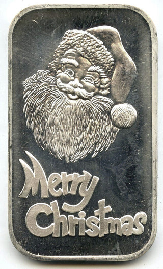 Merry Christmas Santa Claus 999 Silver 1 oz Holiday Art Bar ingot Medal - A990