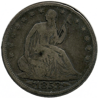 1853 Seated Liberty Silver Half Dollar - Philadelphia Mint - E316