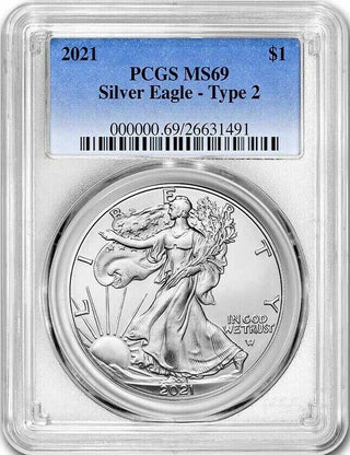 2021 American Silver Eagle Type 2 PCGS MS69 Eagle Landing T2 Coin - JL958