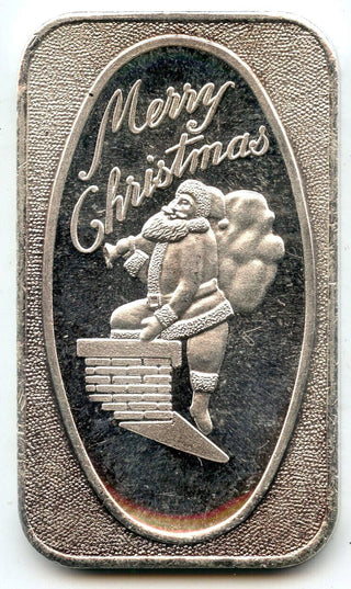 Merry Christmas Santa & Gifts 999 Silver 1 oz Art Medal Vintage ingot Bar CC550