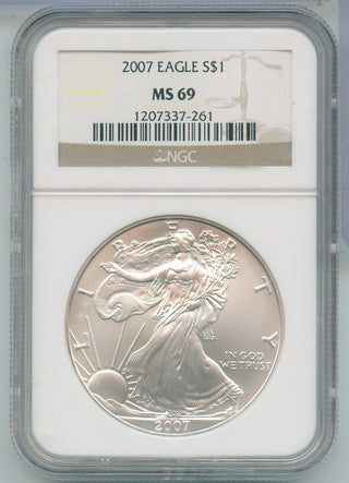 2007 NGC MS 69 American Silver Eagle 1 oz 999 Silver Dollar - ER887