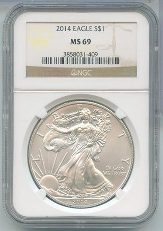 2014 NGC MS 69 American Silver Eagle 1 oz 999 Silver Dollar - ER886