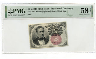 10 Cents Fifth Issue Fr 1266 Fractional Currency PMG 58 EPQ Choice AU - G409