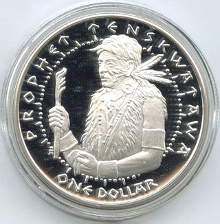 Prophet Tenskwatawa Dollar Shawnee Tribe 999 Silver 1 oz 2006 Medal Round H151