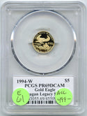 1994-W $5 Gold Eagle PCGS PR69 DCAM Michael Reagan Legacy Series Signature - E61