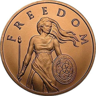 2014 Standing Freedom Girl 1 oz Copper Round Silver Shield Art Medal - LG745