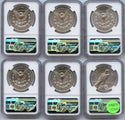 2021 Morgan & Peace Silver Dollar NGC MS70 6 Coin Set Greysheet Label - JP043
