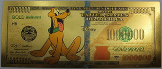 Pluto Mickey's Dog Disney $1000000 Note Novelty 24K Gold Foil Plated Bill -GFN49