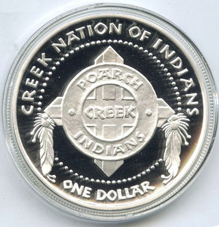 Peace Poarch Creek Nation Indians 999 Silver 1 oz 2004 Medal Round Dollar - H157