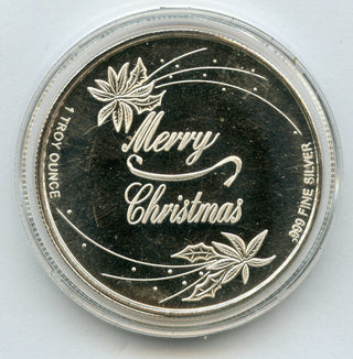 Holiday Greetings 999 Silver 1 oz Art Medal Snowman Merry Christmas Round JL685