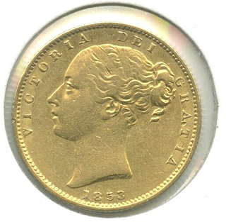 1853 Great Britain Britannia W.W. Raised Gold Coin -DN576