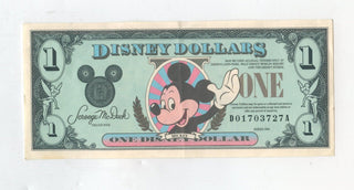1990 Mickey Mouse Disney $1 One Dollar Note Castle - KR728