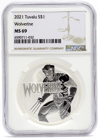 2021 Wolverine X-MEN 9999 Silver 1 oz NGC MS69 Coin - Tuvalu $1 Marvel JP071