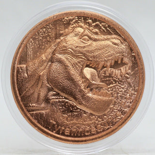 Tyrannosaurs Rex T-Rex 1 Oz 999 Fine Copper Round Medal Dinosaur - JM463