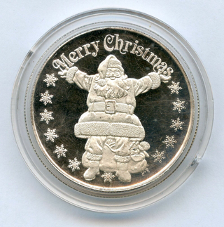 Merry Christmas 999 Silver 1 oz Holiday Art Medal Round - Santa Claus - JN014