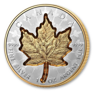 2024 Canada Super Incuse Maple Leaf 1 Oz 9999 Silver Proof Gilded $20 Coin JP697